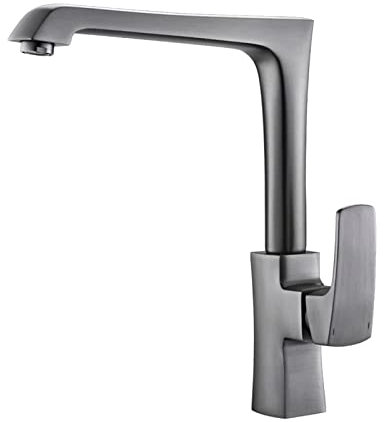 JNVFTCUX Messing-Küchenarmatur, 360 ° drehbar, Küchenspüle-Wasserhahn, Pistole, Grau, Deckmontage, Warm- und Kaltwasser-Küchenarmaturen, Moderne kommerzielle Einhand-Küchenspüle-Wasserhähne