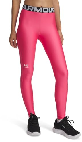Under Armour Damen HeatGear Legging, atmungsaktive & schnelltrocknende Lauftight, leichte Sportleggings mit breitem Elastikbund, Lange Trainingshose für Frauen,Super Pink / / White,MD