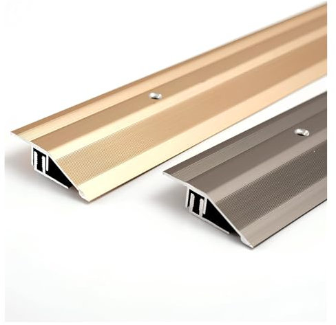 Übergangsprofil Höhenausgleich, Boden-Übergangsstreifen Mit Sockel, Aluminiumlegierung Bodenübergangsstreifen, Abschluss Anpassungsprofil, Schwellenrampe(Champagne,5.5 * 270cm/3 * 90cm)