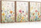 CHDITB 3Pcs Bunte Blumen Leinwand Wandkunst,Boho Blumen Wandbilder,Aquarell Wildblumen Poster,Blumen Blätter Bilder Deko Rahmen,Botanische Wanddeko Wohnzimmer Schlafzimmer Dekoration,30x40cm