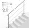 VEVOR Handrails for Outdoor Steps, 70.9in Length 2 Crossbars Stair Hand Rail Kit, Transitional Stainless Steel Railings w/Installation Kit, Double-Column Staircase Handrails for Seniors,Porch & Deck