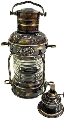 14 lampade a olio nautiche antiche nere d'ottone dell'ancora/lanterna, lampada d'ottone della lanterna della nave