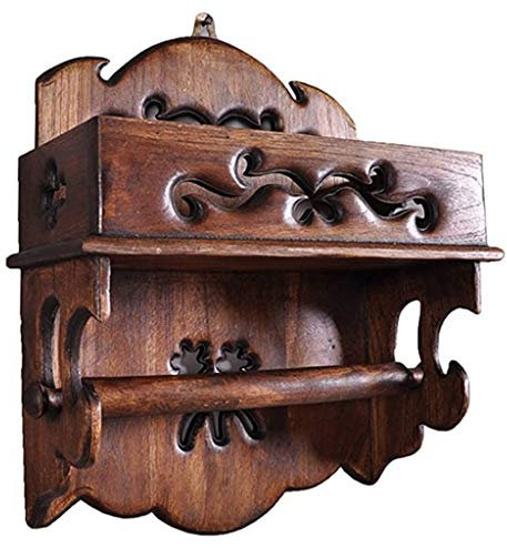 Porta rotolo di carta igienica Porta carta igienica Porta carta igienica, in legno massello - Porta asciugamani di carta quadrato da parete(