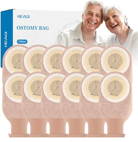100 PCS Colostomy Bags, One Piece Ostomy Drainable Pouches with Closure for Ileostomy Stoma Care, 15mm-60mm Cut-to-Fit Ostomy Supplies
