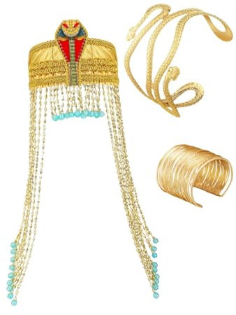 Harilla Ägyptische Kopfbedeckung für Damen, Kopfschmuck, Armband für Karneval, Festival, Mottoparty