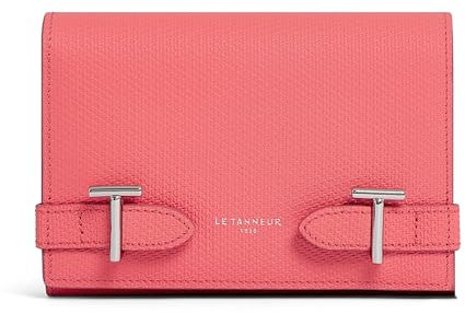 Le Tanneur, portefeuille, porte cartes, en cuir signature t, emilie, femme, 4 poches plates, 10 compartiments cartes, poche zippée, 2 soufflets, poche plate arrière, anti rfid, fermoir pression