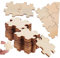 ifundom Unfinished Wooden Puzzle Pieces Pack Plain Jigsaw Pieces for Crafts Woodworking Projects