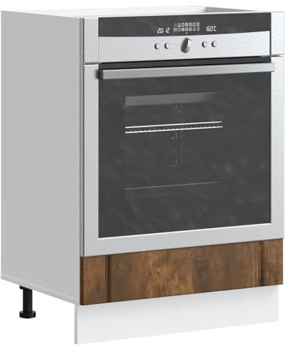 Brokky 853762 Oven Cabinet Lucca Smoked Oak Engineered Wood Kitchen Base Oven Cabinet,Base Kitchen Unit
