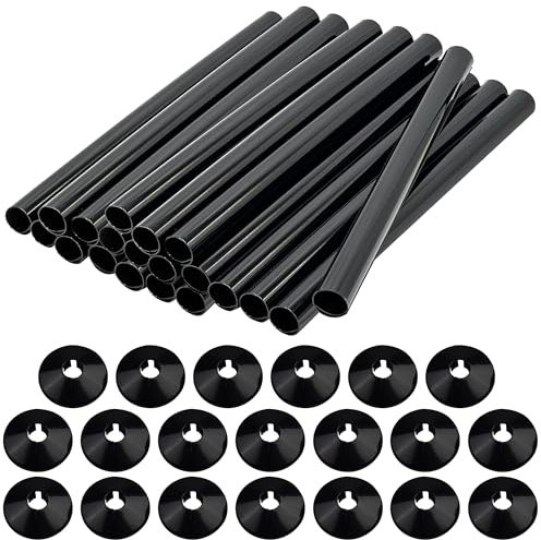 20 PCS Radiator Pipe Covers and Pipe Collars Black 200mm x 15mm Thickened Radiator Sleeves 15mm Plastic Snap On Radiator Caps