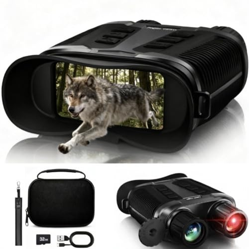 Nachtsichtgerät 4K für Erwachsene, 36MP Nachtsichtgeräte, 1000m Infrarot Nachtsicht Fernglas, 8X Digitalzoom& 4000mAh Wiederaufladbares, 32GB TF-Karte, perfekt für Jagd, Camping & Sicherheit