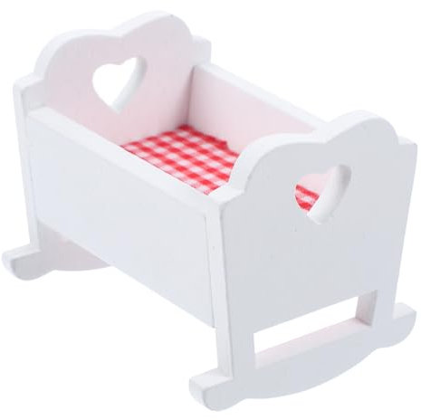 Vaguelly Holzwiege Ornamente Mini Puppenhausbett Kleine Dekorationen Mini Bett Für Puppenhaus Puppenwiege Spielzeughaus Mini Basteln Puppenbett Wiegen Zubehör Möbel