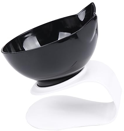 ERINGOGO pour Chat avec Protection De Cou Plastique Bol Incliné à Oreilles pour Animaux Design Adorable Et Facile à Nettoyer Noir