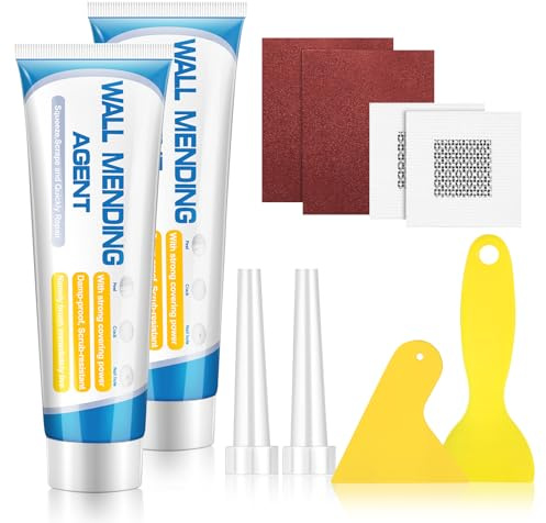 XULIERUX Wall mending agent, Wandreparatur-Spachtelset, Zur Reparatur Von Bohrlöchern, Löchern, Rissen, Graffiti, Spachtelmasse Mit Spachtel, Schleifpapier Und Reparaturplatte