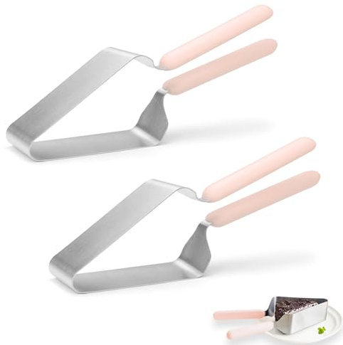 Thatyro 2 Pieces Double Handle Knife Cake Cutter, 2 in 1 Adjustable Stainless Steel Cake Slicer and Server, Professional Pie Cutter Server for Even Divider Transfer Accessories Wedding (2)