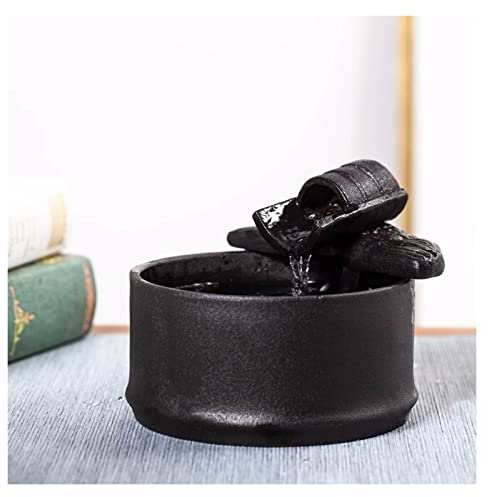 Water Fountain Indoor Ceramic Tabletop Water Fountain Feature Zen Feng Shui Tabletop Fountain, Mock bamboo design, for Indoor and Outdoor Home Decoration Table Desktop Office, High 5.1 Tabletop Fount