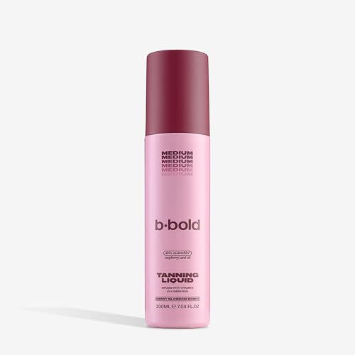 B·BOLD Fake Tan Liquid 200ml – Hydrating Self Tanning Liquid with Raspberry Seed Oil and Vitamin E. Fast-Drying, Matte Finish (medium)