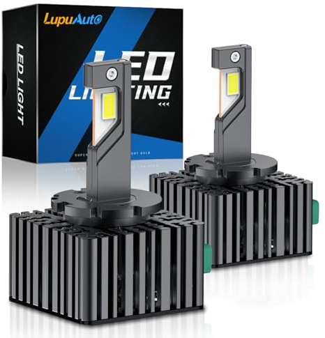 lupuauto Ampoules D3S LED pour Voiture 140W 40000LM 6500K Blanc Extrêmement Lumineux, 1:1 Remplace Les Ampoules Xénon, Plug and Play pour Phares de Voiture, 2 Pièces
