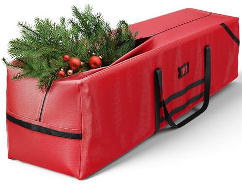 YITAHOME Christmas Tree Storage Bag, Suitable for Artificial Christmas Trees with a Height of up to 7.5 ft, Durable, Waterproof with Sturdy Handles and Zip, Red
