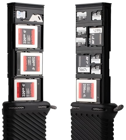 PGYTECH Speicherkartenhülle, Modulare Box für SD/Micro SD/CFA/CFB/XQD | Modulares Design mit Karabiner, Wasserdicht IP54 Aluminium Gehäuse, Stoßfeste Aufbewahrungsbox