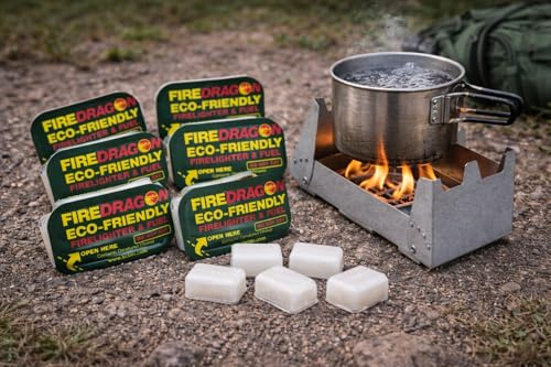 British Army Cooker & Fuel Set Compact Lightweight Folding Backpack Stove | Fire Dragon Gel Blocks Included | Military Camping Bushcraft Survival Cooking