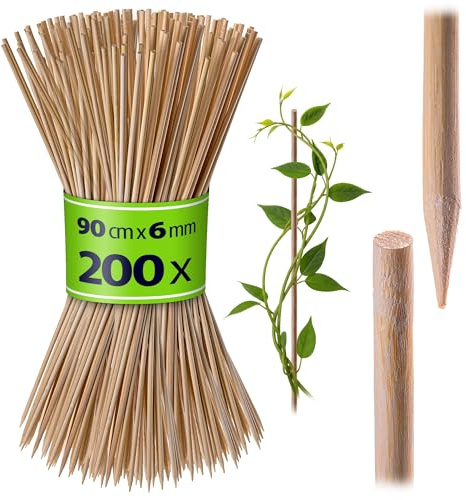 KADAX Lot de 200 tuteurs en bambou 90 cm x 6 mm - Bâtons en bois pour plantes - Pour semis, tuteurs pour plantes, tuteurs (naturel)