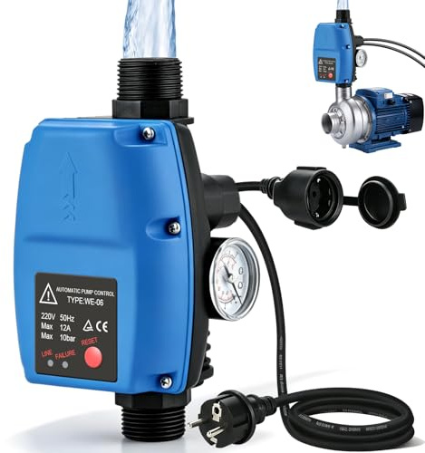Régulateur De Pression Électronique Réglable 10 Bar, Pressostat Pompe Eau Avec Câble, Contrôleur De Pression Pour Pompe, Interrupteur Automatique Pour Pompe À Pression Pour Maison Cour Jardin