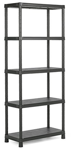 Keter Plus Kunststoffregal 80/5, schwarz, 80 x 40 x 187 cm