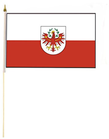 Stockflagge/Stockfahne TIROL mit Wappen Flagge/Fahne ca. 30 x 45 cm mit ca. 60cm Stab/Stock