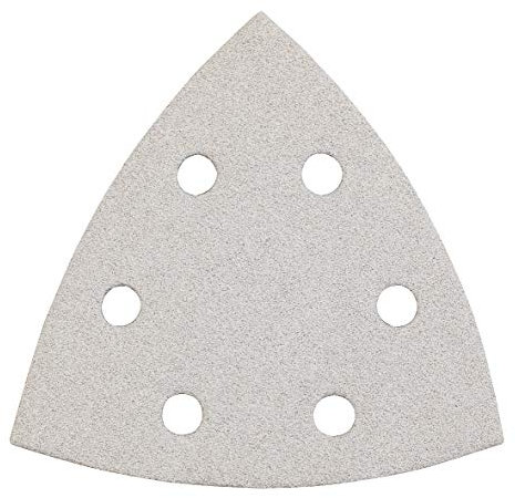 kwb Schleifdreiecke 93 mm aus Korund mit Stearat-Beschichtung, Körnung 120, werkzeuglosem Wechsel, Vollkunstharz-Verleimung und verstärktem Papierträger für den mittelfeinen Schliff von Holz und Lack