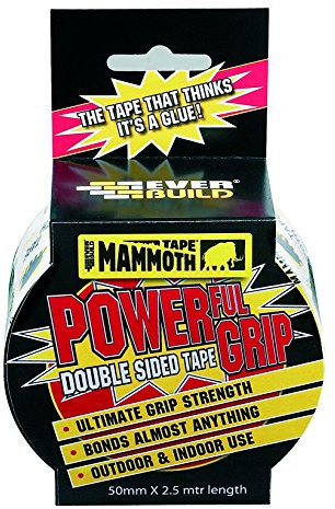 Everbuild Mammoth Powerful Grip Tape – Reinforced Double Sided Tape – Heavy Duty – Clear – 50mm x 2.5m