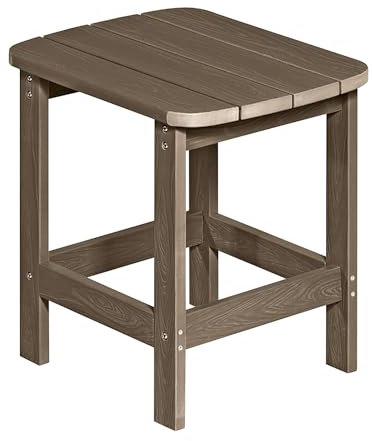 NEG Design Adirondack Tisch Marcy Beistelltisch täuschend echte Holzoptik, wetterfest, UV- und farbbeständig braungrau