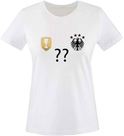 Trikot - Deluxe 2016 - DE - WUNSCHDRUCK - Damen T-Shirt - Weiss/Schwarz-Gold Gr. XXL