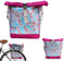 IKURI Fahrradtasche für Gepäckträger Satteltasche Einzeltasche Packtasche, abnehmbar, mit Tragegurt zum Umhängen, aus Wachstuch, Wasserdicht, mit Kirschblüten - Modell Hanami hellblau