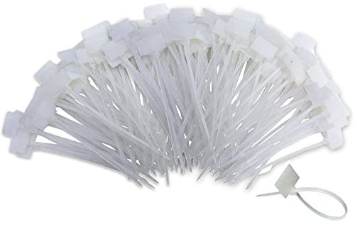 TUZAZO Nylon-Markierungskabelbinder, 250 Stück, 15,2 cm, selbstsichernde Kabeletiketten mit Beschriftungskabel für Elektronik, Netzwerk-Ethernet-Drahtetiketten