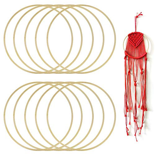 GOLRISEN 10 Stück Traumfänger Ring 20cm Holzring Craft Blumenkranz DIY Dreamcatcher Ringe Makramee Ringe Bambus Basteln Ring Drahtringe für Dreamcatcher DIY Handwerk Hochzeit Weinachten Dekorationen