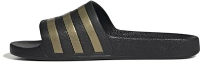 adidas Unisex Adilette Aqua Slides, Core Black / Gold Metallic / Core Black, 37 EU