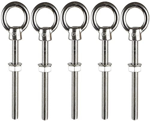 Ticfox 5 pièces M10 * 100 boulons à oeil de levage en acier inoxydable avec écrous anneau rond crochet boulon vis attaches