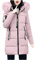 BOOMJIU Damen Winter Jacke Parka Damen übergangsjacke Lang Mantel Outdoorjacke Winterjacken Winterjacke Damen Kleidung Mit Taschen Warm GefüTterte Winterjacke