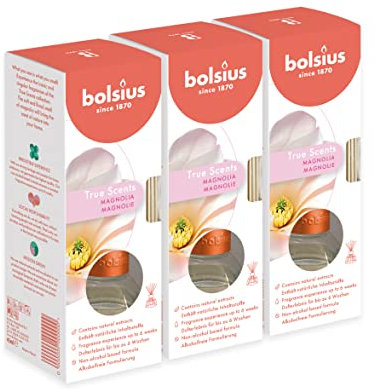 Diffuser - Magnolie - bis zu 6 Wochen - Haus Parfüm - mit Natürlichen Extrakten - Ohne Alkohol - 45 ml - 3 Stück