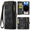 SWP Case for iPhone 14 Pro Max, Wallet Case w/Magnetic Detachable Cover [8 Card Slots] Clutch Wallet w/Wristlets Money Pocket for iPhone 14 Pro Max (Black)