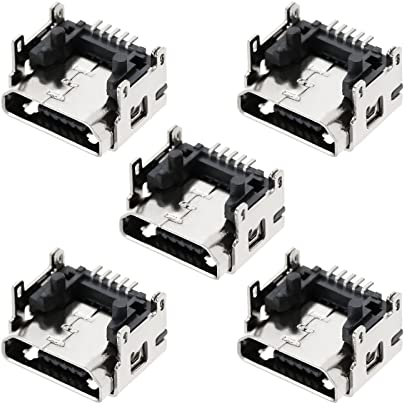 VGOL Lot de 5pcs Connecteurs de Port de Charge Micro USB Compatible avec JBL Charge 2 / Flip 3 Bluetooth Haut-parleurs Prises de Port de Charge, Argent