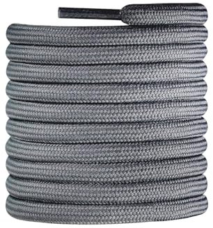 CCSOFTIME 2 Pairs Round Grey Boot Laces,130cm Heavy Duty Boot ShoeLaces for Work Shoes Hiking Walking Boots and Trainers,4mm Replacement Thick Shoelaces for Womens Mens Kids(Dk Grey-130cm)