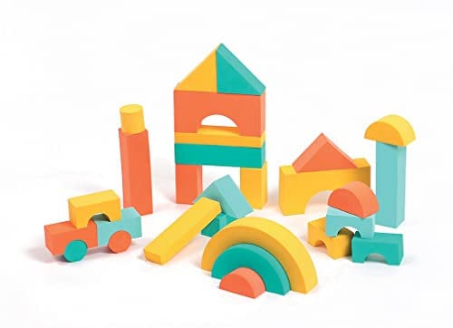 Ludi - 28 blocchi di schiuma - Giocattoli per il risveglio del bambino - Dai 10 mesi - Sviluppa abilità motorie sottili, riflessione e scoperta - Colorati e leggeri - 29,3 x 9 x 24,6 cm