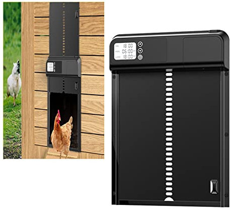 Breadom Porte De Cage Automatique, Ip66 Waterproof Automatic Cage Door Opener with Manually Adjustable Time Setting, Battery Operated, Chicken Cage Door