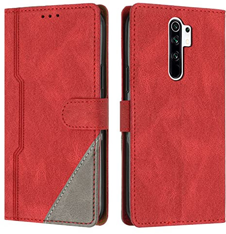 JZASES Cover per Xiaomi Redmi 9, Custodia in PU Pelle, Antiurto Libro Portafoglio Protettiva Cover Compatibile con Xiaomi Redmi 9, Rosso
