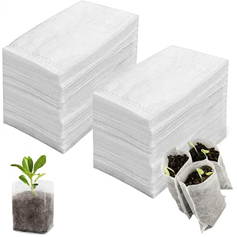 SAIJIAN 600 Piezas Bolsa de Plántulas 12 x 10 cm Bolsas de Vivero Biodegradables Bolsas de Cultivo Non Tejida Bolsas de Plantas para Plantas de Semillero Plantación Trasplante