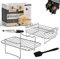 ONE Emporium 2-Piece Ninja Air Fryer Rack Set – Compatible with Dual-Basket Air Fryers, Oven & Microwave – Food-Grade Stainless Steel Accessories with Oil Brush & Kitchen Tongs