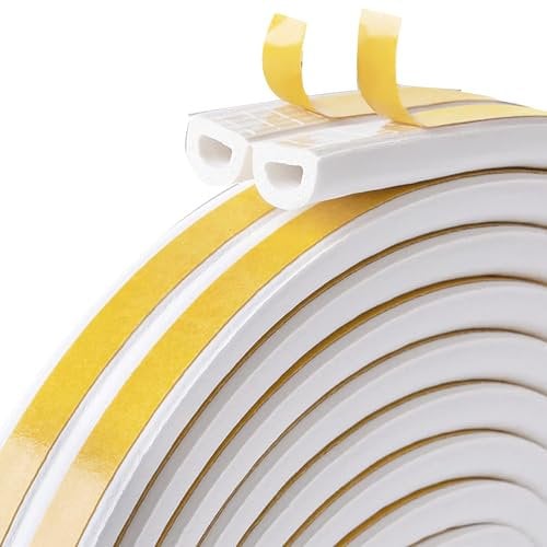 teeppo Guarnizione Finestra, Schiuma Nastro Guarnizione Porta Autoadesivo per Porte e Finestre, Striscia di Gomma per Prova di Collisione, Rumore, Vento Freddo, Spogliatura del Tempo (5M, Bianco)