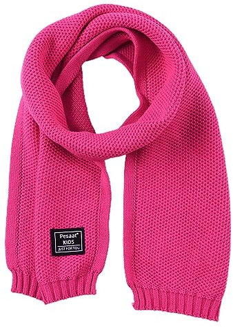 Pesaat Winter Schal Baby Kinder Strickschal 100% Baumwolle Warmes Langer Halstuch Mädchen Jungen Weicher Schön Schals (Rosa Rot)