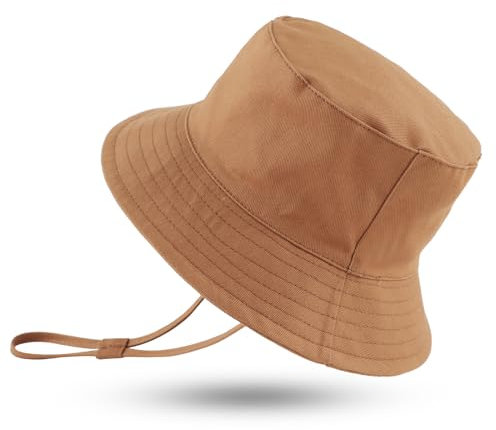 XIAOHAWANG Baby Sonnenmütze Jungen Sonnenhut UV Schutz Baby Mädchen Mütze Sommer Atmungsaktiv Kinder Fischerhut Mit Mesh-Futter(Caramel, 0-3Monate)